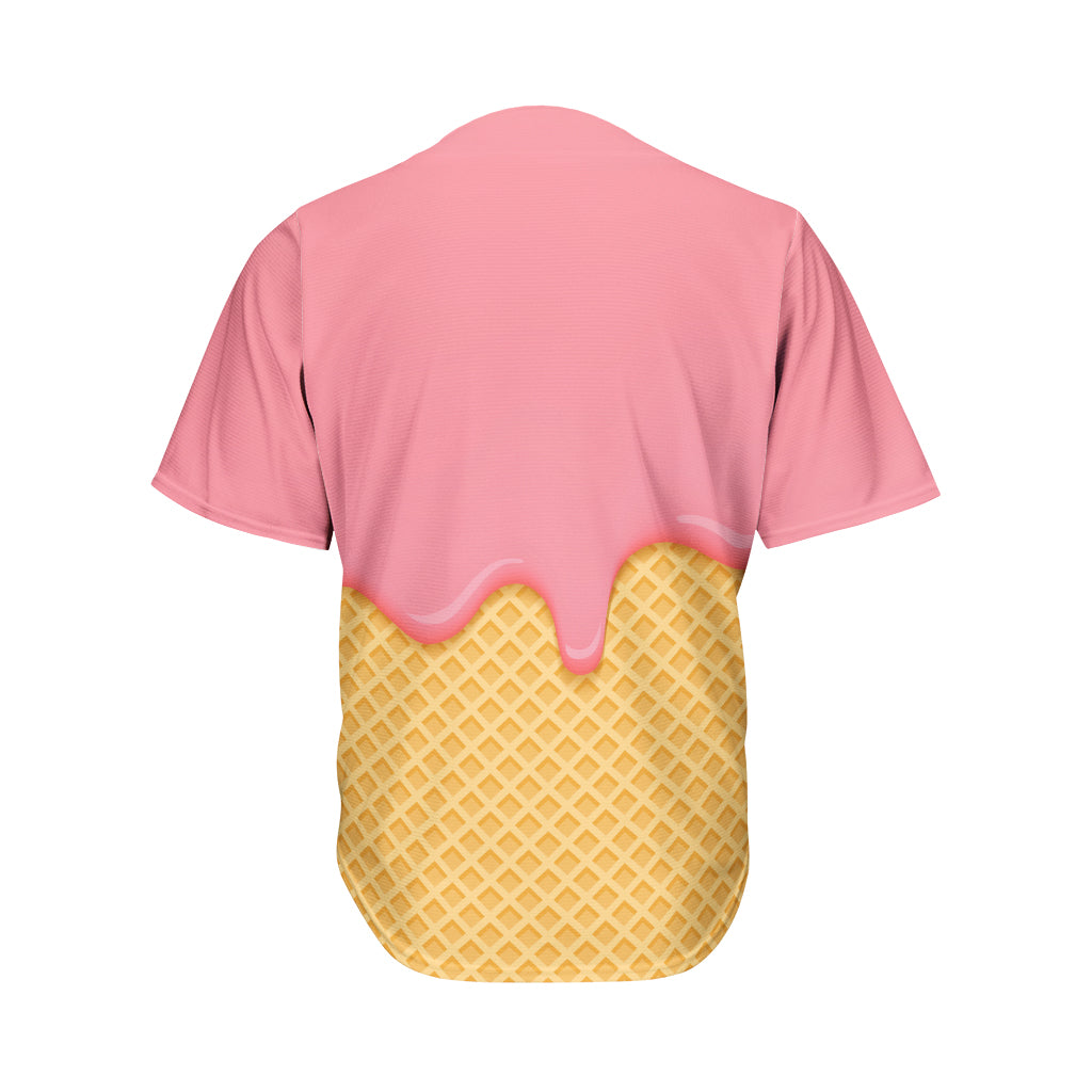 Pink Ice Cream Melted Print Men's Baseball Jersey