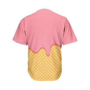 Pink Ice Cream Melted Print Men's Baseball Jersey