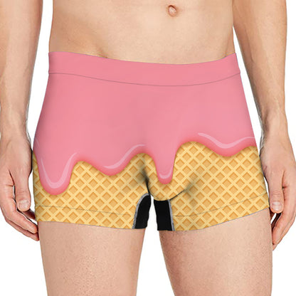 Pink Ice Cream Melted Print Men's Boxer Briefs