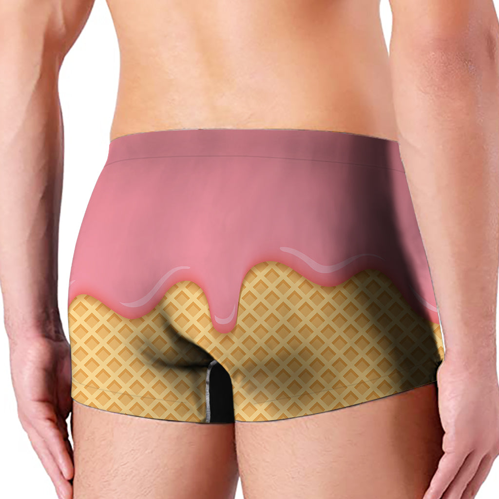 Pink Ice Cream Melted Print Men's Boxer Briefs