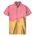 Pink Ice Cream Melted Print Men's Short Sleeve Shirt