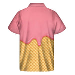 Pink Ice Cream Melted Print Men's Short Sleeve Shirt