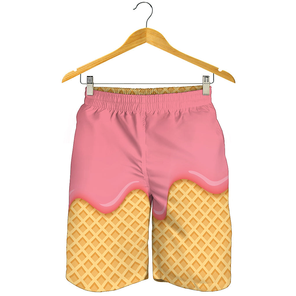 Pink Ice Cream Melted Print Men's Shorts