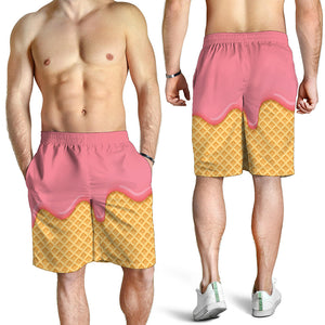 Pink Ice Cream Melted Print Men's Shorts