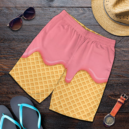 Pink Ice Cream Melted Print Men's Shorts