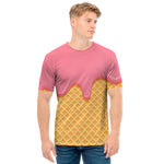 Pink Ice Cream Melted Print Men's T-Shirt