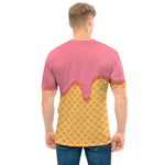 Pink Ice Cream Melted Print Men's T-Shirt