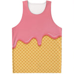 Pink Ice Cream Melted Print Men's Tank Top