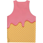 Pink Ice Cream Melted Print Men's Tank Top