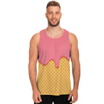 Pink Ice Cream Melted Print Men's Tank Top