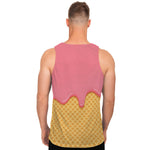 Pink Ice Cream Melted Print Men's Tank Top