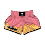 Pink Ice Cream Melted Print Muay Thai Boxing Shorts