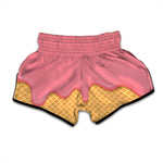 Pink Ice Cream Melted Print Muay Thai Boxing Shorts