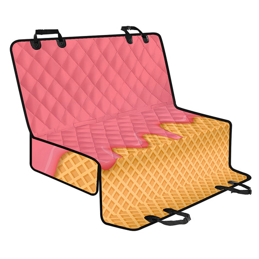 Pink Ice Cream Melted Print Pet Car Back Seat Cover