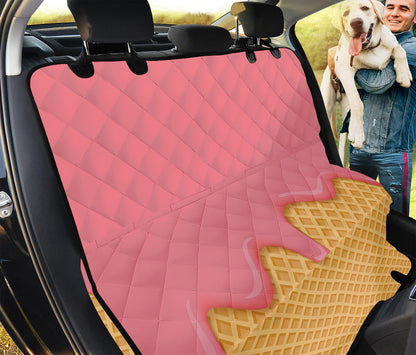 Pink Ice Cream Melted Print Pet Car Back Seat Cover