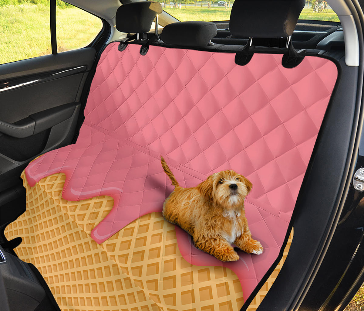 Pink Ice Cream Melted Print Pet Car Back Seat Cover