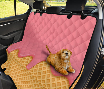 Pink Ice Cream Melted Print Pet Car Back Seat Cover