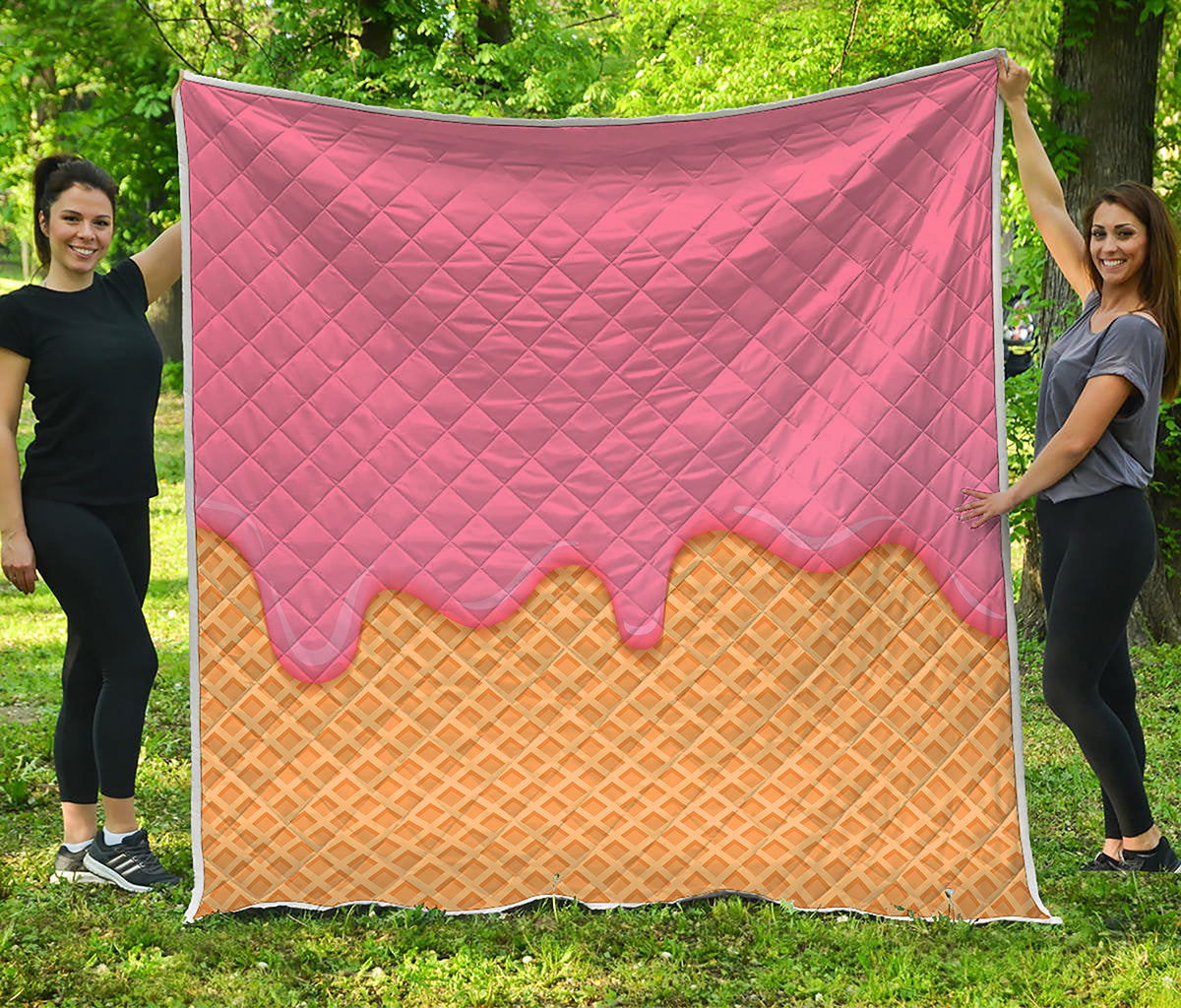 Pink Ice Cream Melted Print Quilt