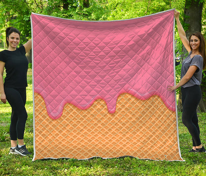 Pink Ice Cream Melted Print Quilt