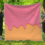 Pink Ice Cream Melted Print Quilt