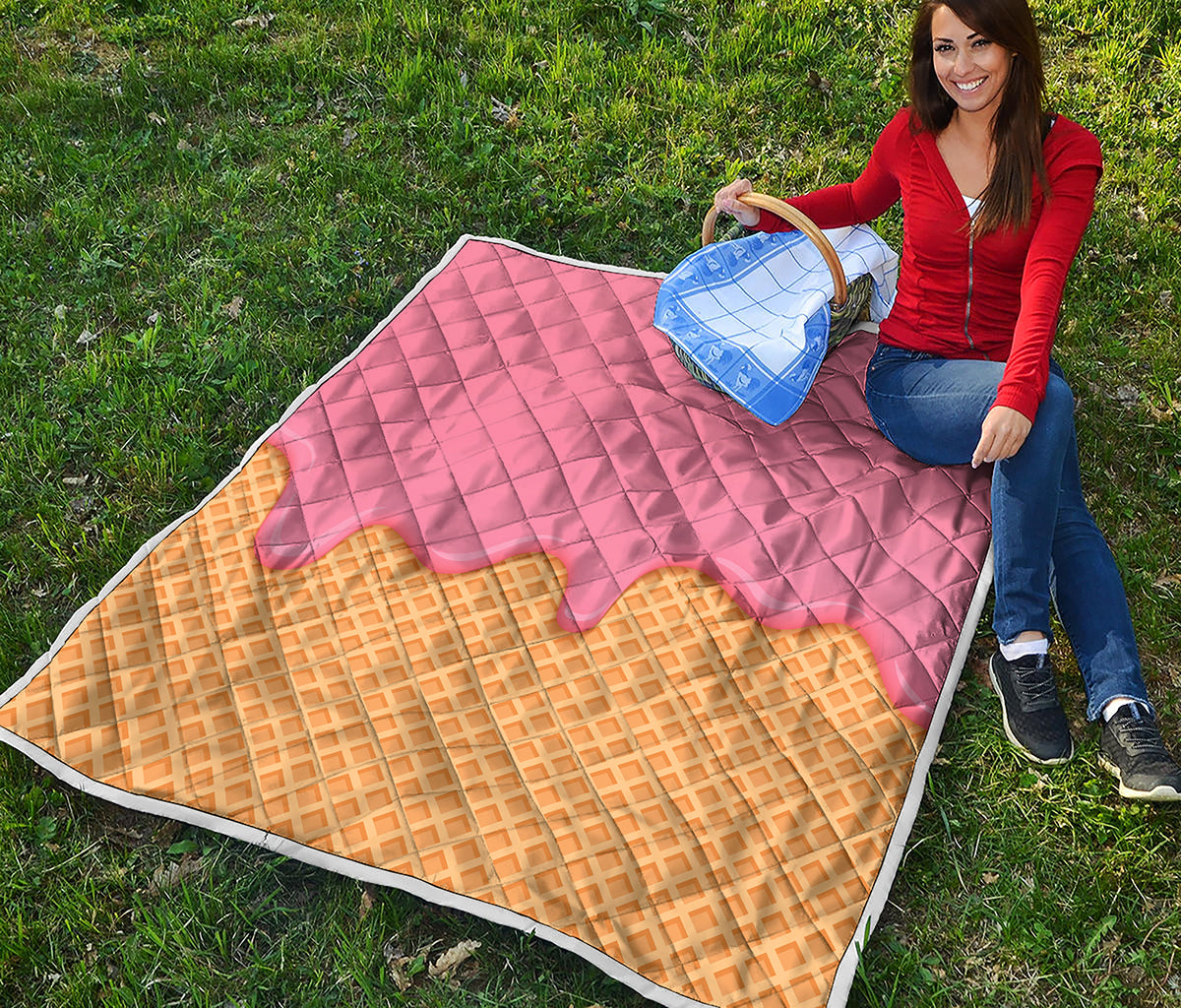 Pink Ice Cream Melted Print Quilt