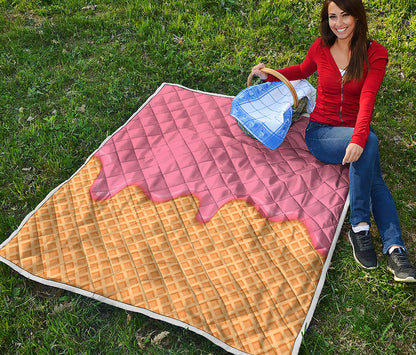 Pink Ice Cream Melted Print Quilt