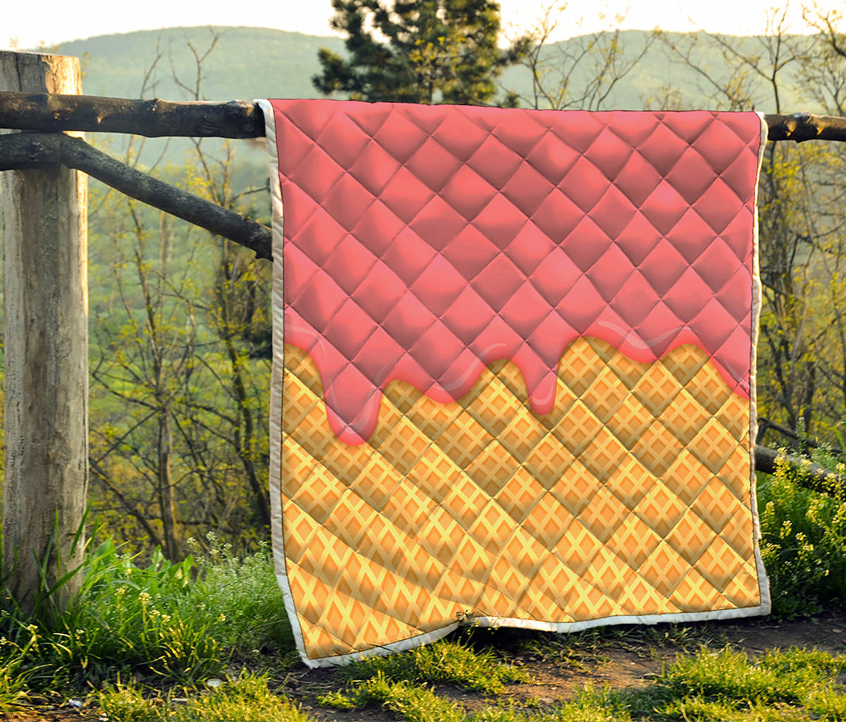Pink Ice Cream Melted Print Quilt