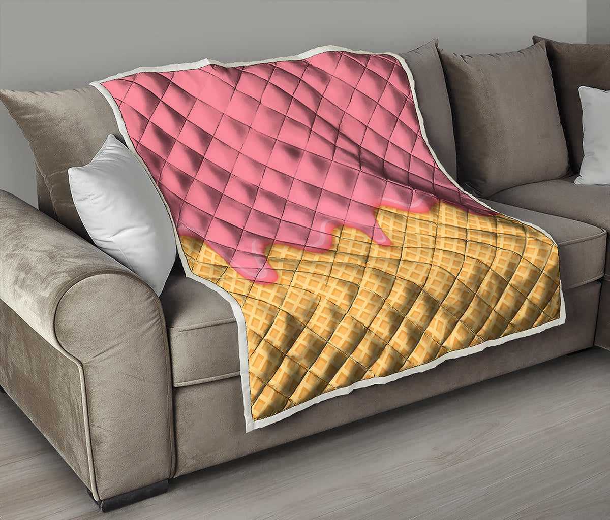 Pink Ice Cream Melted Print Quilt
