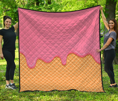 Pink Ice Cream Melted Print Quilt