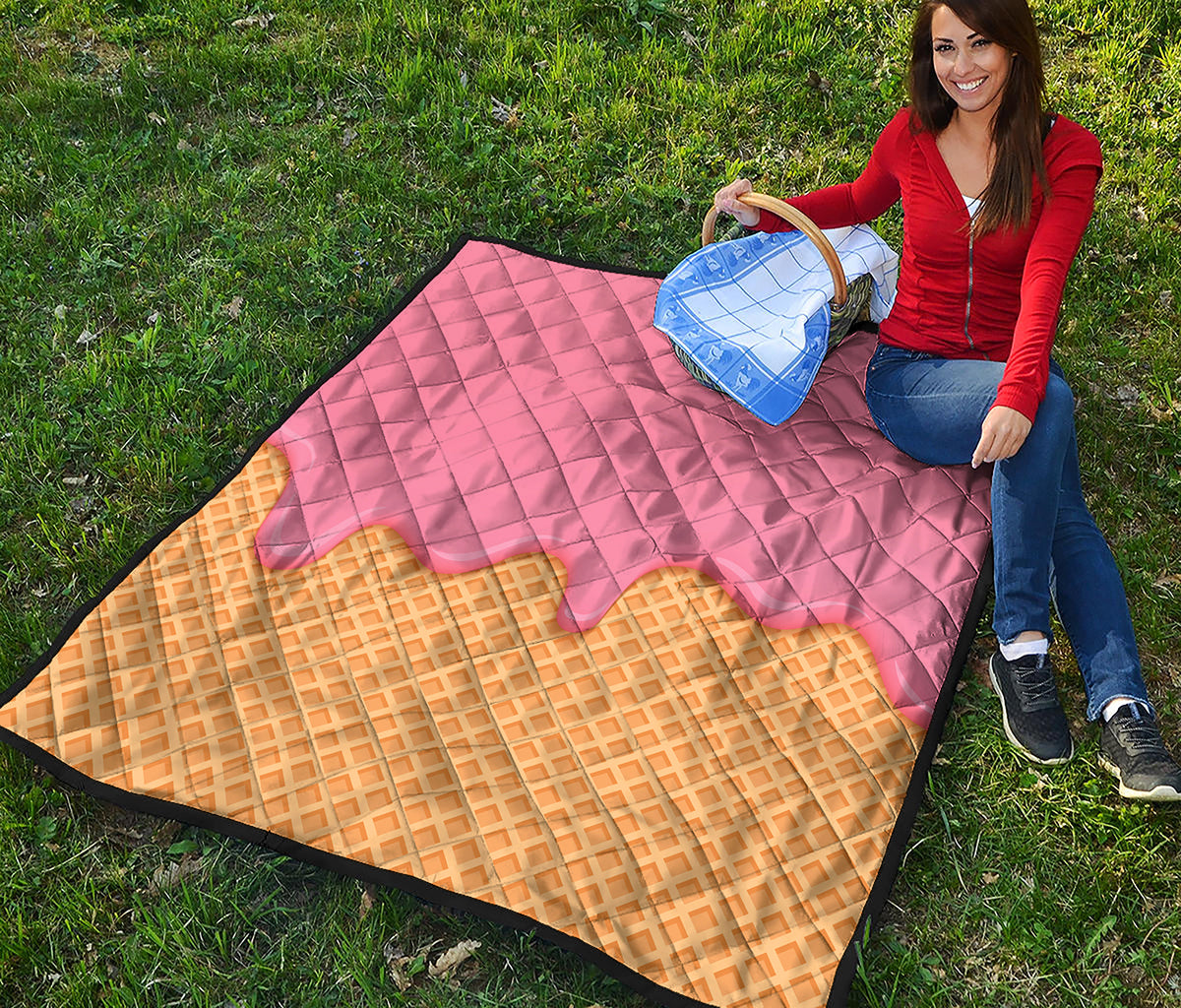 Pink Ice Cream Melted Print Quilt