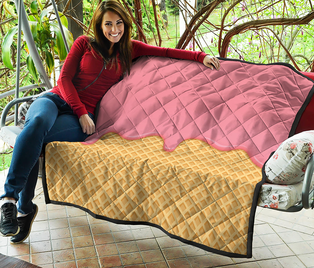 Pink Ice Cream Melted Print Quilt