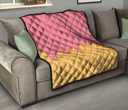 Pink Ice Cream Melted Print Quilt