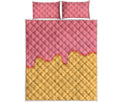 Pink Ice Cream Melted Print Quilt Bed Set