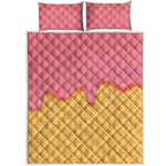 Pink Ice Cream Melted Print Quilt Bed Set