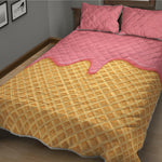 Pink Ice Cream Melted Print Quilt Bed Set