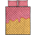 Pink Ice Cream Melted Print Quilt Bed Set