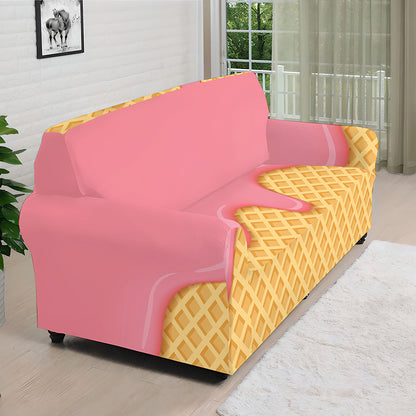 Pink Ice Cream Melted Print Sofa Cover