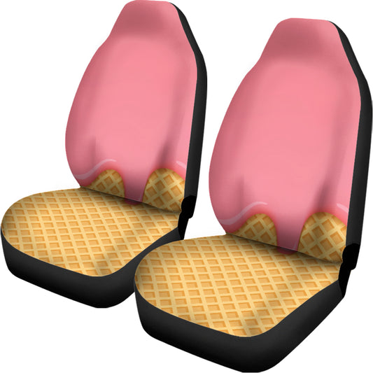 Pink Ice Cream Melted Print Universal Fit Car Seat Covers
