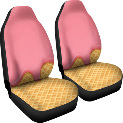 Pink Ice Cream Melted Print Universal Fit Car Seat Covers