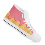 Pink Ice Cream Melted Print White High Top Shoes