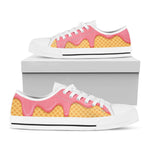 Pink Ice Cream Melted Print White Low Top Shoes