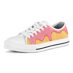 Pink Ice Cream Melted Print White Low Top Shoes