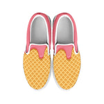 Pink Ice Cream Melted Print White Slip On Shoes