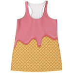 Pink Ice Cream Melted Print Women's Racerback Tank Top