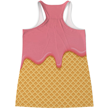 Pink Ice Cream Melted Print Women's Racerback Tank Top