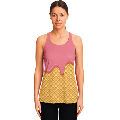 Pink Ice Cream Melted Print Women's Racerback Tank Top