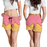 Pink Ice Cream Melted Print Women's Shorts