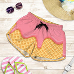 Pink Ice Cream Melted Print Women's Shorts