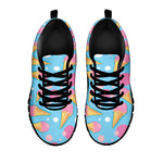Pink Ice Cream Pattern Print Black Sneakers