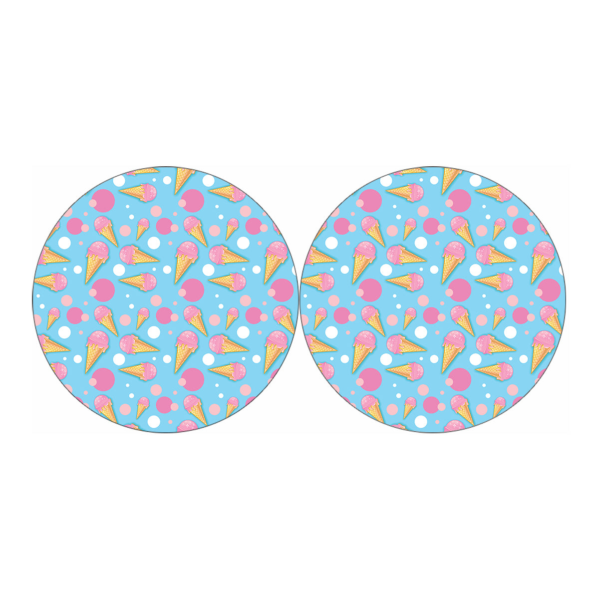 Pink Ice Cream Pattern Print Car Coasters